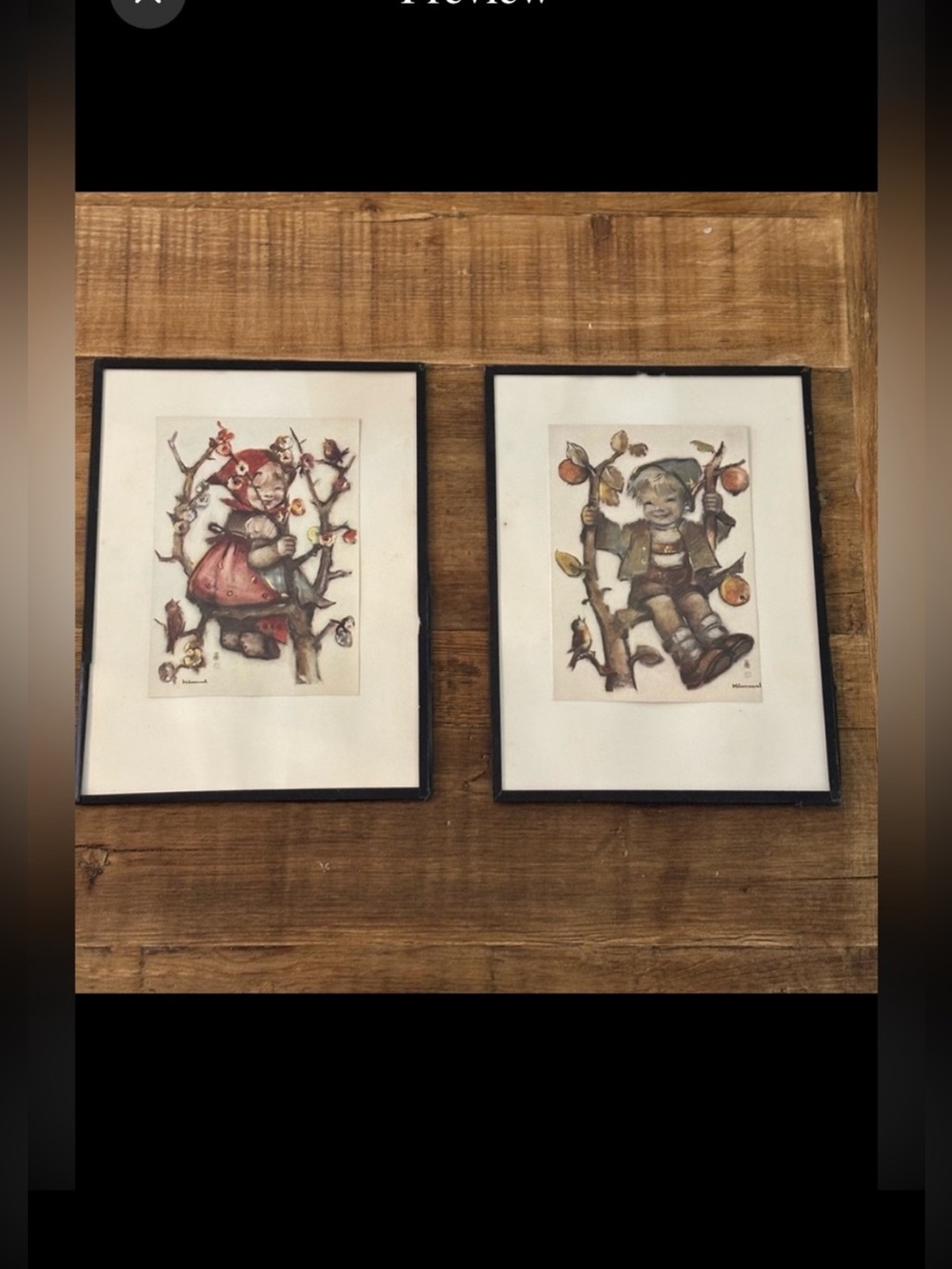 2 Vintage Goebel Hummel Art Prints. 8.5”x 6.25” Whimsical 50’s 60’s Classic